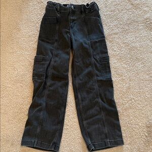 Girls Abercrombie Black Cargo Wide Leg Jeans